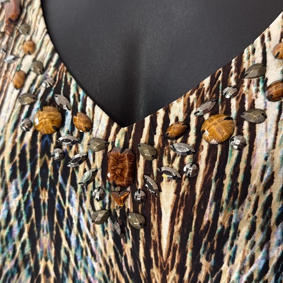 New Directions Women’s 2X Embellished V Neck 3/4 Sleeve Boho Tunic Blouse - Picture 6 of 8